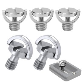 GZNB 4 Pieces 1/4 Inch Camera Screws, D-Ring 1/4 Inch Mounting Screws, Stainless Steel Tripod Screws, Camera Tripod, Quick Release Plate