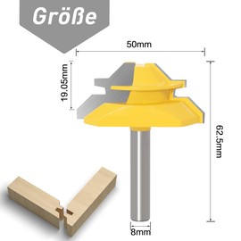 Mesee Mitre Milling Cutter, 8 mm Shank Gluing Cutter Router, 45 Degree Router Bit Woodworking Cutter Cutting Tool for Engraving Machine Trimming Machine Power Tools