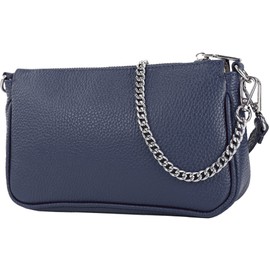 modamoda de - T237 - Shoulder Bag Small Small Made of Italian Leather, sapphire blue