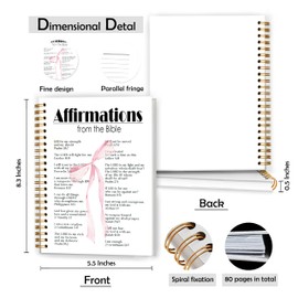 XUNLURY Coquette Pink Bow Christian Notebook, Affirmations from the Bible Journal, Prayer Journal for Woman, Church Notes Notebook, Scripture Hardcover Spiral Notebooks, 5.5x8.3 Inch