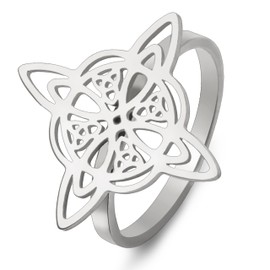 kkjoy Witch Knot Ring Stainless Steel Celtic Magic Knot Pagan Wiccan Symbols Ring Witchcraft Amulet Jewellery for Women Charming Ladies, Stainless Steel, No Gemstone