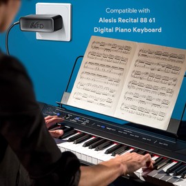 KFD 12V AC/DC Adapter for Alesis Recital 88 61 88-Key 61-Key Digital Piano Keyboard Charger Hansong DC117-15 DC11715 Hollywood Bedroom Light Up Vanity Makeup Mirror 12VDC 2A Power Supply Cord