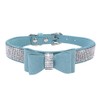 HimyBB Light Blue Crystal Rhinestone Bow Adjustable Soft Dog Collar