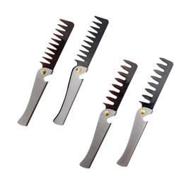 Baluue 4pcs Stainless Steel Folding Comb Portable Hair and Beard Combs for Men and Women for Wet Dry Hair
