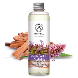 Reed Diffuser Refill Sandalwood & Patchouli 6.4FL Oz - Scented Diffuser Refill with Patchouli Essential Oil - Home Fragrance - Air Freshener - Aromatherapy - Spa - Home - Office - Boutique