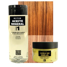 Wood Finish - Kit of Mineral Oil & Bee Wax for Wood Finish - Enhances The Natural Color of The Wood - Wood Polish and Conditioner