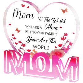 Mothers Day Gifts,Mothers Day Gifts for Mum,Acrylic Heart Mothers Day Plaque,Mothers Day Gifts from Son Daughter Dad,Mothers Day Decorations Mothers Day Gift for Mum Birthday Thanksgiving Gift