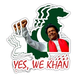 TOPIMOON (3Pcs/Pack) Yes We Khan Imran Khan Sticker Stand with Imran Khan Sticker PTI Political Party Pakistan Sticker PTI Flag Sticker Free Imran Khan Sticker Gift Decoration Helmet Bumper- 3x4