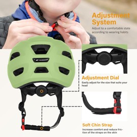 HUGGAH Lightweight Bike Helmet for Age 1-3-8 Toddlers, Kids, Babys, Boys and Girls, 14 Vents Infants Helmet Adjustable for Multi-Sport & Cycling, Skateboard, Scooter, Roller Skate (Grass Green S)