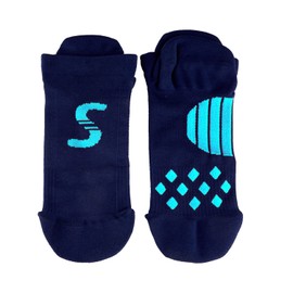 M PAIN MANAGEMENT TECHNOLOGIES Plantar Fasciitis Sock By Stretch for Men and Women, High Compression Running Sock with Unique Built-Up Arch and Metatarsal Support (Blue, Small - Medium)