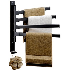 Towel Rack Towel Holder Swivel Towel Rack for Bathroom Holder,Wall Mounted Towel Bars with Hook 4 Arm,While Hanging Four Towels and Shower Balls for Bathroom, Kitchen