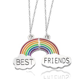 Best Friendship Necklace Gifts for Girls Friends Christmas Gifts for Best Friend Besties Necklaces Birthday Gifts for Friends Bestie Moving Away Gifts for Best Friends Matching Rainbow Necklace