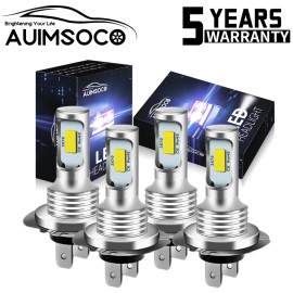 AUIMSOCO H7+H7 LED Headlight Combo 4 High Low Beam Bulbs Kit Super White Bright Lamps