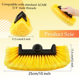3 Pcs Car Wash Brush Head with Soft Bristles Flow Thru Car Cleaning Brush Yellow Car Wash Brush for Car Auto Truck RV Boat Camper Washing Home Auto Repair Shop
