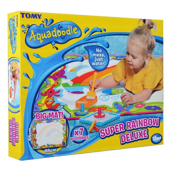 Aquadoodle Super Rainbow Deluxe Large Water Doodle Mat, Official Tomy No Mess Colouring & Drawing Game, Suitable Toddlers and Children,18 Months+