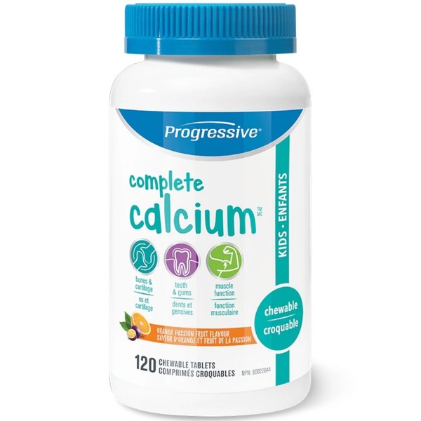 Progressive Complete Chewable Calcium For Kids with Greens, Magnesium, D3