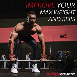 KEPPI Weight Lifting Grips with Wrist Straps-Heavy Duty Wrist Wraps for Deadlift Pulling Gym Workout Exercise Accessory Gloves with Adjustable Neoprene Padded for Men and Women