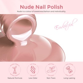 Eudaicful Nude Nail Polish: Regular Nail Polish Quick Dry Fingernail Polish for Women Non Gel Air Drying Nail Strengthener, Nail Lacquer for Nail Art Manicure Home DIY, 15ML