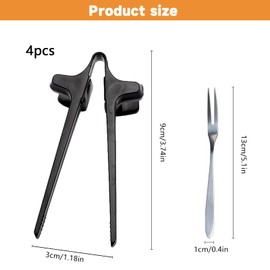 4-Piece Finger Sticks Snack Tongs, Finger Chopsticks Aid & Gamer Snack Clip with Chopsticks, Finger Gripper Snack Finger Sticks Tool for Office, Gaming, Home with Stainless Steel Fruit Fork
