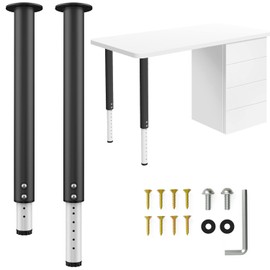 IRENPORU 2 PCS Adjustable Table Legs, 21.5" -37" Heavy Duty Metal Adjustable Height Desk Legs, 2" Diameter Durable Pipe Furniture Legs for Computer Table,Office Desk,Kitchen Table