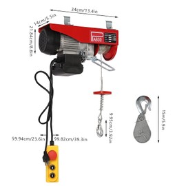 Gdrasuya10 Electric Hoist 1763lbs Electric Winch 110V Electric Crane Lift Wired Remote Control Electric Hoist with Single/Double Slings for Lifting in Factories, Warehouses, Construction Site