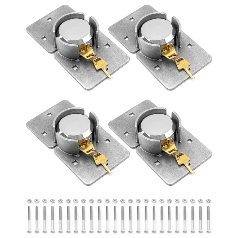 QWORK Heavy Duty Puck Lock and Hasp, 4 Pack High