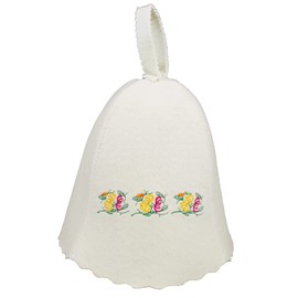GMMH 5177-1125 Felt Sauna Hat White with Embroidery Sauna Hat for Sauna Felt Hat