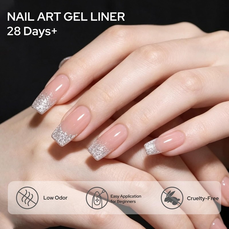 Platinum Silver Swirl Gel Nail Polish Art Liner 15ml