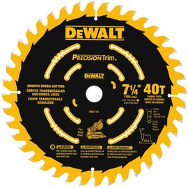 DEWALT Miter Saw Blade, Precision Trim, 7-1/4-Inch, 40-Tooth (DW7114PT)