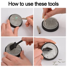 WANDIC Ikebana Flower Vase, Japanese Round Shallow Pottery Ikebana Vase Kit with 4cm Kenzan Flower Frog for Floral Arrangement Home Decoration, Black Spotted