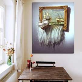 GELANYOUPIN 5D DIY Full Round Rhinestone Painting Landscape Ship 3D Cross Stitch Crystal Embroidery Beads Mosaic Handmade Art Craft Home Decoration (11.8x15.7inches)