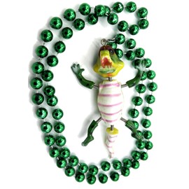 Generic Bobble Head Alligator Bead Necklace New Orleans Mardi Gras Cajun Carnival Favor Festival Gator, 3.5