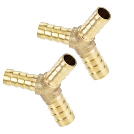 MACHSWON Pack of 2 Brass Barbed Hose Fitting Y Shape 3 Way Connector Barb Splitter Fitting Splicer for Water, Fuel, Air, 1/2" x 3/8" x 3/8"