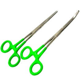 Premium German Stainless Ultimate Hemostat Forceps CLAMP Set, 2 Piece Straight + Curved (CYNAMED Brand) …