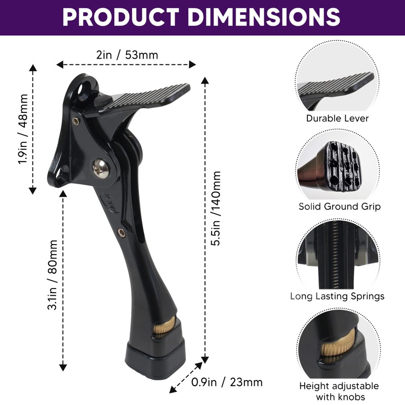 HOME&I Easy Pedal Kick Down Door Stop Stopper Easy Step