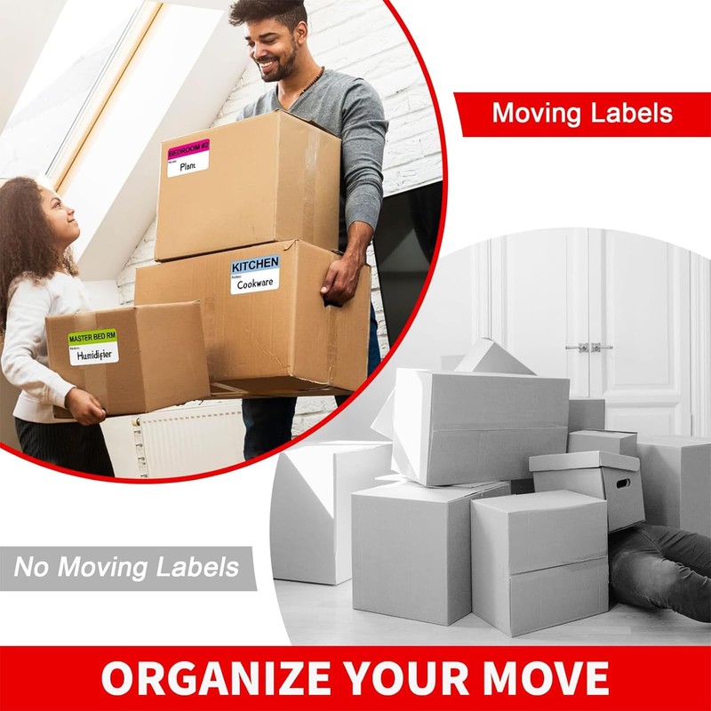300 Large Home Moving Labels for Boxes, 20 Different Color