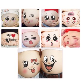 Nirbffo Juego de 10 piezas con diseño de dibujos animados para embarazadas, fotos faciales, calcomanías para el vientre