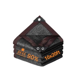 ZOOBLY 90% Shade Cloth for Garden 10 x 20 FT Durable Mesh Tarp with Grommets Outdoor Sun Shade Cover for Pergola Patio Plants Greenhouse Chicken Coop Easier to Hang Net Cover (Black)