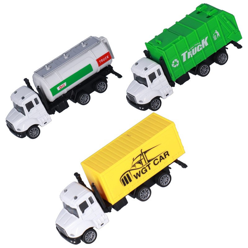 3pcs 1:50 Garbage Truck Models Set Plastic Alloy Sanitation Tanker
