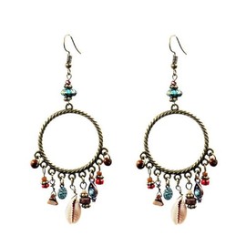 Boho Seashell Colorful Beads Vintage Bohemian Earrings for Women Bohemian Dangle Shell Retro Earrings - Style 01