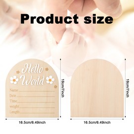 Baby Announcement Sign, Cute Wooden Hello World Sign Daisy Newborn Welcome Sign Birth Announcement Sign Baby Name Plaque for Hospital Baby Shower Photo Prop Home Decoration