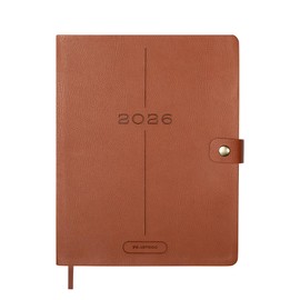 Fringe Studio 2026 Weekly Planner, Aug 2025 - Dec 2026, 17 Month, Faux Leather Wrapped Cover, "TEXT BLOCK COGNAC", 8"w x 10"h, 240 Pages (137FL003)