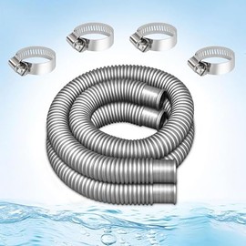 1-1/2-InchPool Hoses for Intex Pool Skimmer Surface Skimmer Pool Pump Pool Filter, 1.5” x 59” Pump Hoses Tubes for Above Ground Pool Sand Filter, 2 Pack with 4 Hose Clamps (Grey -2 Pack)