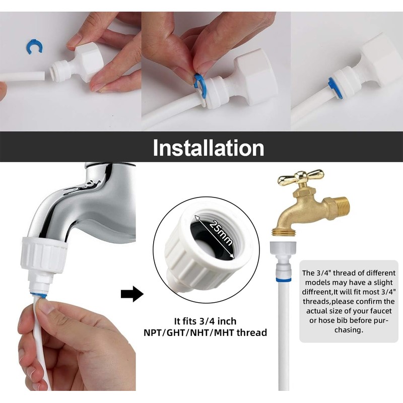 Regrigerator Water Line Kit, 49.2 Ft Extra Long Fridge Ice