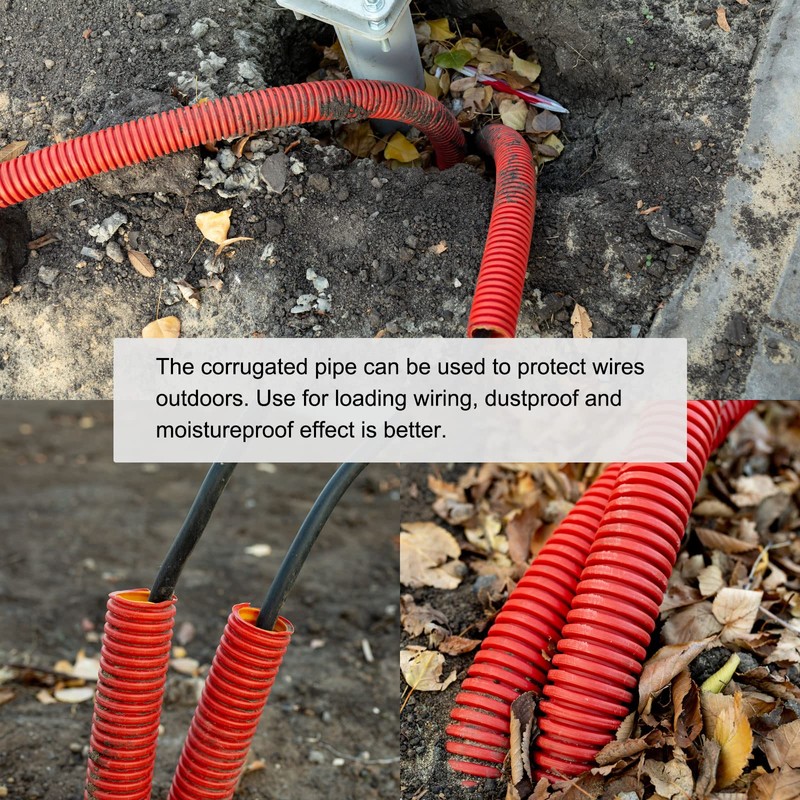 sourcing map Split Wire Loom Tubing PE Corrugated Pipe Conduit