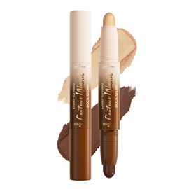 IATMOMOD Dual-Ended Highlight Contour Stick Highlighter Makeup Concealer, Waterproof, Long-Lasting, Vegan & Cruelty Free Creamy & Blendable Formula, 2 in 1 Sculpting Stick for Face & Body 04#Rich