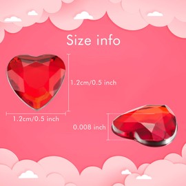 Red/Pink Acrylic Heart for Valentines Day, Wedding Heart Table Scatter Decoration, Flat Back Heart Rhinestones, 0.5 Inch (300 Pieces)