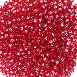 600 PCs 7mm Letter Beads Set DIY Black White Acrylic Alphabet Letter Cylinder Column Beads for Jewelry Making, Bracelets, Necklaces, Key Chains (Wine-Red)