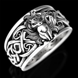 Ecooon Vintage Anime nine tail fox chunky Kurama ring for women and men, oriental Amulet ring Jewelry Gifts, protect village and family Size 11, Metal, No Gemstone