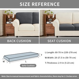 Easy-Going Sofa Seat Cushion Covers 3 Seater, 1 Piece Stretch Jacquard Sofa Slipcover, Non Slip Pet Dog Couch Cushion Covers, Replacement Caravan Sofa Seat Cover Settee Furniture Protector, Dark Grey
